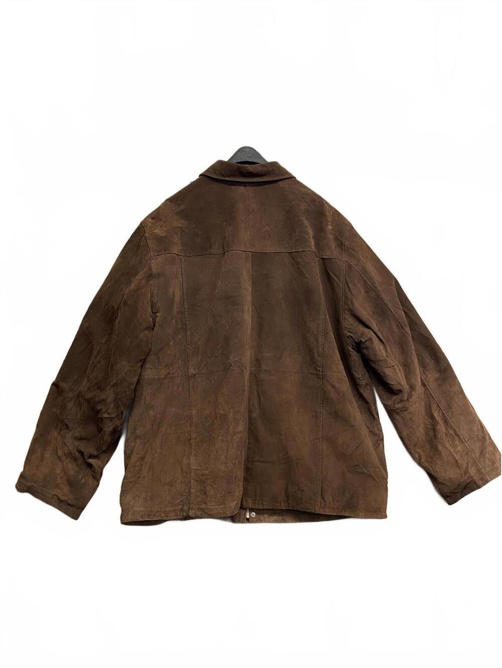 Vintage Y2K Cherokee Men's Large Brown Suede Leather Zip Up/Button-Up Jacket - Picture 2 of 6